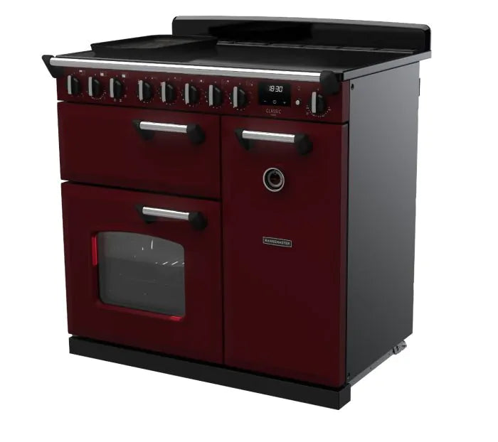 Load image into Gallery viewer, Rangemaster Classic Deluxe 90 Induction Bordeaux with Chrome Trim | CLDL90EIPBOR/CM1
