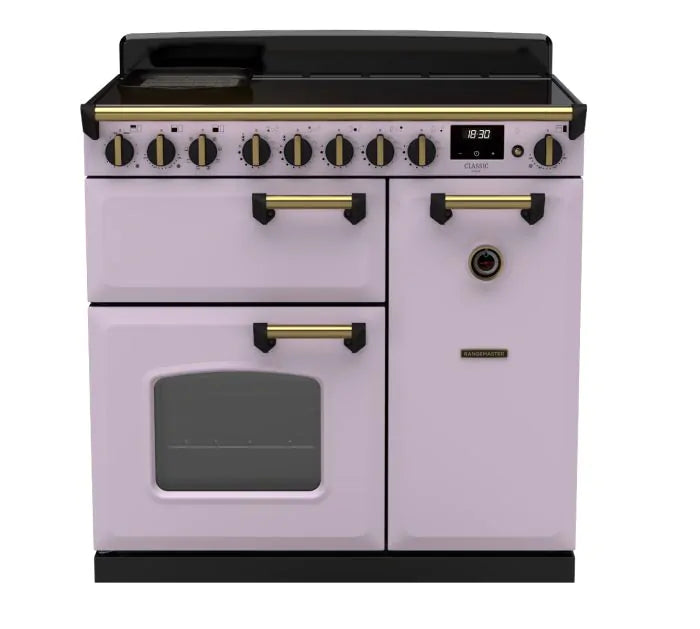Load image into Gallery viewer, Rangemaster Classic Deluxe 90 Induction Heather with Antique Brass Trim | CLDL90EIPHTH/AB1

