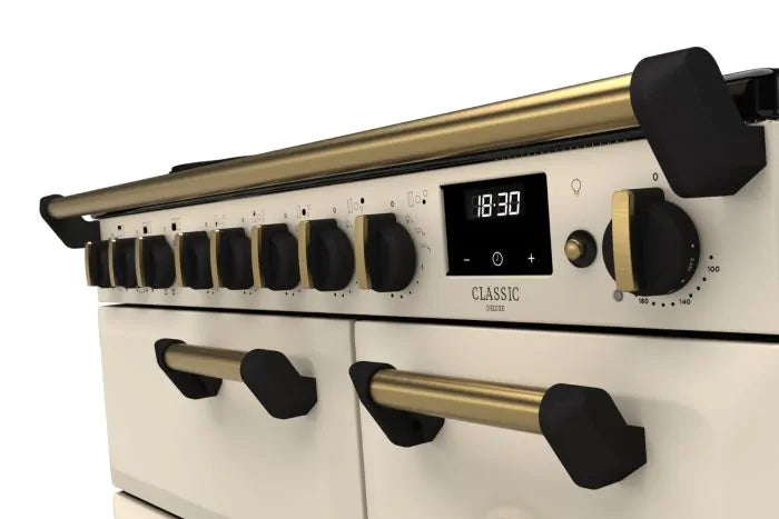 Load image into Gallery viewer, Rangemaster Classic Deluxe 90 Induction Pale Cream with Antique Brass Trim | CLDL90EIPPCR/AB1
