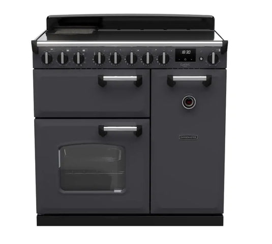 Rangemaster Classic Deluxe 90 Induction Slate with Chrome Trim | CLDL90EIPSLT/CM1