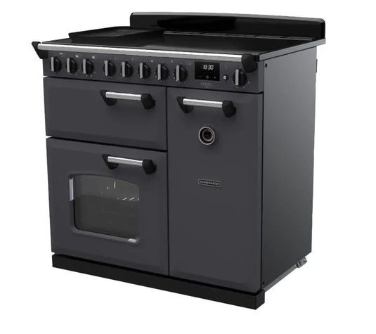 Rangemaster Classic Deluxe 90 Induction Slate with Chrome Trim | CLDL90EIPSLT/CM1