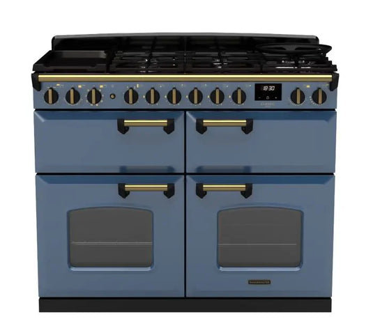 Rangemaster Classic Deluxe Bc 110 Dual Fuel Stone Blue with Antique Brass Trim | CLDLB110DFPSTB/AB1