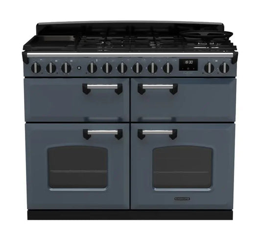 Rangemaster Classic Deluxe Bc 110 Dual Fuel Slate with Chrome trim | CLDLB110DFPSLT/CM1