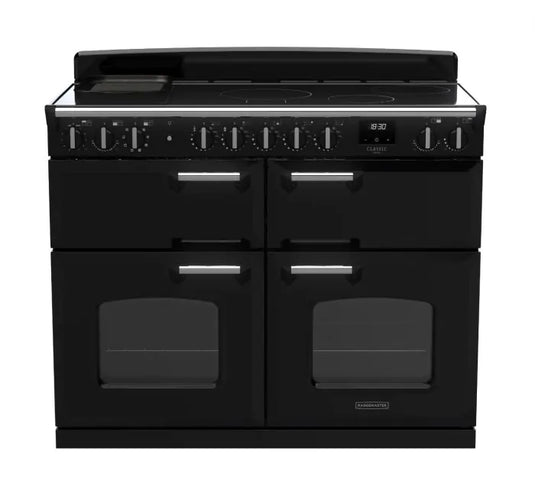 Rangemaster Classic Deluxe Bc 110 Induction Black with Chrome Trim | CLDLB110EIPGBL/CM1