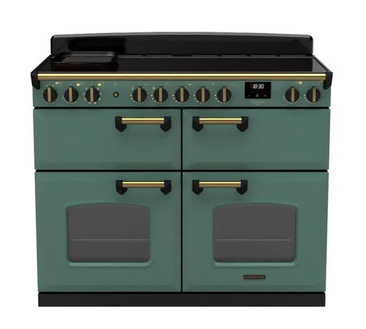Rangemaster Classic Deluxe Bc 110 Induction Mineral Green with Antique Brass Trim | CLDLB110EIPMGR/AB1