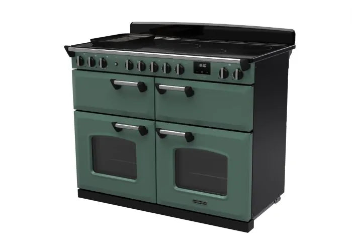 Load image into Gallery viewer, Rangemaster Classic Deluxe Bc 110 Induction Mineral Green with Chrome Trim | CLDLB110EIPMGR/CM1

