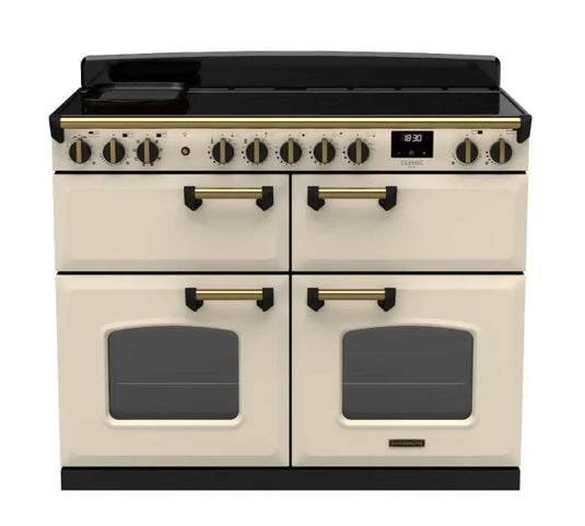 Rangemaster Classic Deluxe Bc 110 Induction Pale Cream with Antique Brass Trim | CLDLB110EIPPCR/AB1