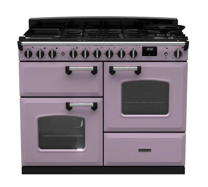 Load image into Gallery viewer, Rangemaster Classic Deluxe Oc 110 Dual Fuel Heather with Chrome Trim | CLDLO110DFPHTH/CM1
