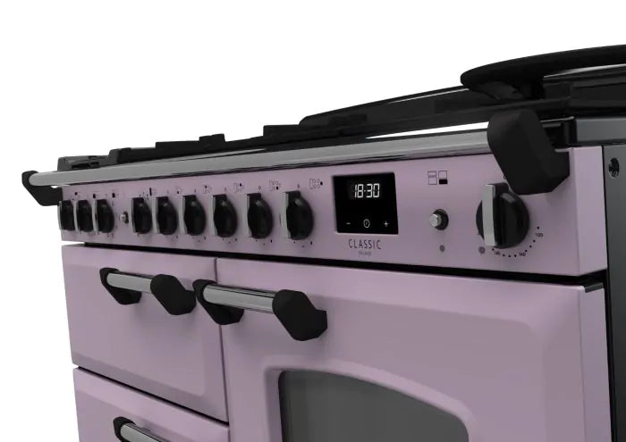 Load image into Gallery viewer, Rangemaster Classic Deluxe Oc 110 Dual Fuel Heather with Chrome Trim | CLDLO110DFPHTH/CM1
