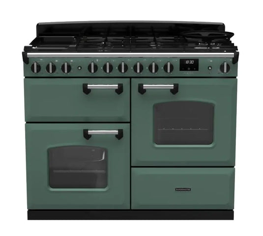 Rangemaster Classic Deluxe Oc 110 Dual Fuel Mineral Green with Chrome Trim | CLDLO110DFPMGR/CM1