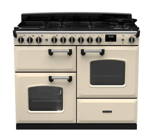 Rangemaster Classic Deluxe Oc 110 Dual Fuel Pale Cream with Chrome Trim | CLDLO110DFPPCR/CM1