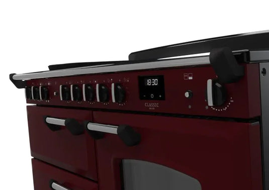 Rangemaster Classic Deluxe Oc 110 Induction Bordeaux with Chrome trim | CLDLO110EIPBOR/CM1