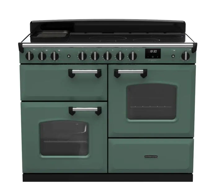 Load image into Gallery viewer, Rangemaster Classic Deluxe Oc 110 Induction Mineral Green with Chrome Trim | CLDLO110EIPMGR/CM1
