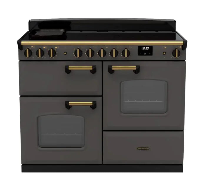 Load image into Gallery viewer, Rangemaster Classic Deluxe Oc 110 Induction Slate with Antique Brass Trim | CLDLO110EIPSLT/AB1
