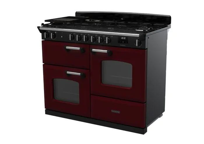 Завантажте зображення в засіб перегляду галереї, Rangemaster Classic Oc 110 Dual Fuel Bordeaux with Chrome Trim | CLO110DFPBOR/CM1
