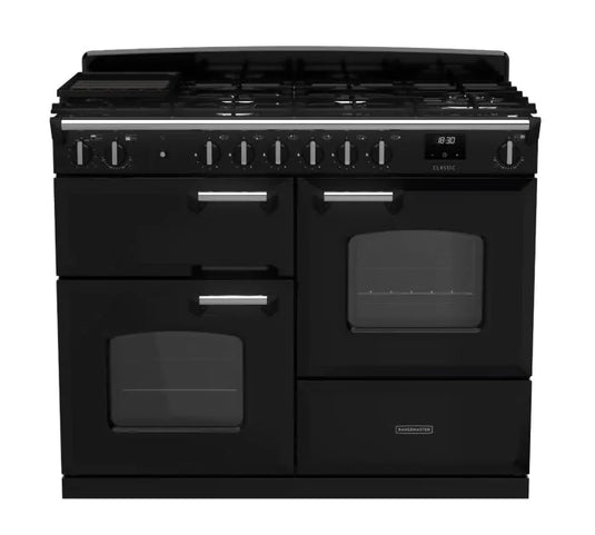 Rangemaster Classic Oc 110 Dual Fuel Black with Chrome Trim | CLO110DFPGBL/CM1