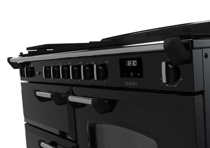 Load image into Gallery viewer, Rangemaster Classic Oc 110 Dual Fuel Black with Chrome Trim | CLO110DFPGBL/CM1
