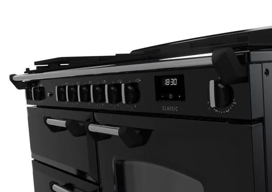 Rangemaster Classic Oc 110 Dual Fuel Black with Chrome Trim | CLO110DFPGBL/CM1