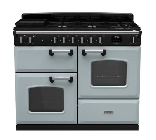 Rangemaster Classic Oc 110 Dual Fuel Misty Blue with Chrome Trim | CLO110DFPMSB/CM1