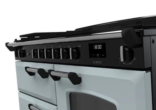 Rangemaster Classic Oc 110 Dual Fuel Misty Blue with Chrome Trim | CLO110DFPMSB/CM1