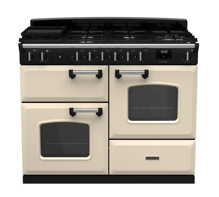 Завантажте зображення в засіб перегляду галереї, Rangemaster Classic Oc 110 Dual Fuel Pale Cream with Chrome Trim | CLO110DFPPCR/CM1
