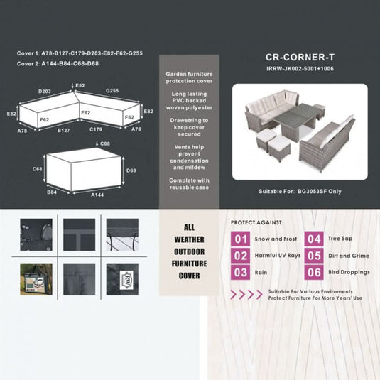 protective cover for corner set with rectangular table