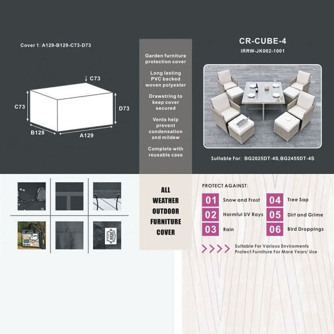 black protective cover for 4 seater cube set