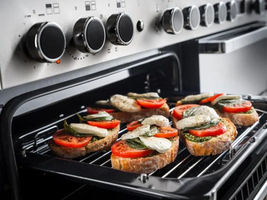 Rangemaster Edge Deluxe 100 | Dual Fuel | Black Glass | Chrome Trim | EDDL100DFGBLK/CM1