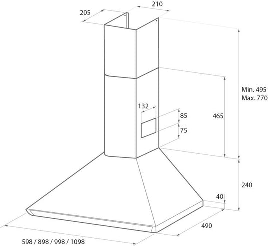 Rangemaster Classic 90CM Hood | Black | Chrome Rail | CLAHDC90BC/ | 63050
