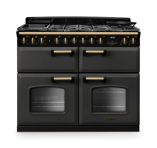 Rangemaster Classic Deluxe Bc 110 Dual Fuel Slate with Antique Brass Trim | CLDLB110DFPSLT/AB1