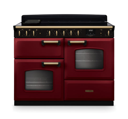 Rangemaster Classic Deluxe Oc 110 Induction Bordeaux with Antique Brass Trim | CLDLO110EIPBOR/AB1