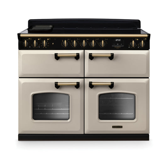 Rangemaster Classic Deluxe Bc 110 Induction Pale Cream with Antique Brass Trim | CLDLB110EIPPCR/AB1