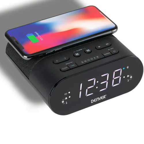 Załaduj obraz do przeglądarki galerii, Denver Clock Radio with Wireless Charging | CRQ-107
