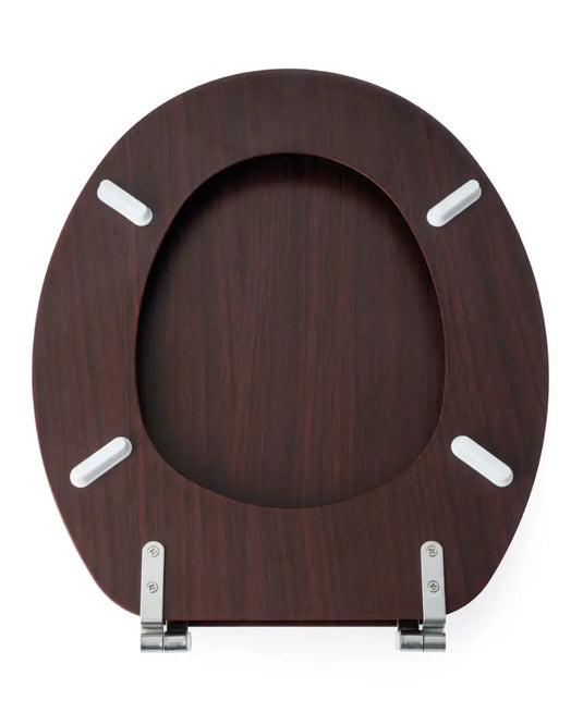 Mahogany MDF Toilet Seat With Stainless Steel Hinges | BCTS213