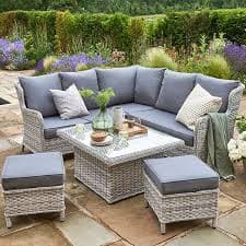 wroxham grey rising table corner set with 2 stools