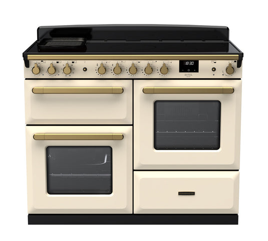 Rangemaster Estel Deluxe 110 Standard Format | Induction | Pale Cream | Antique Brass Trim | ESDLO110EIPPCR/AB1