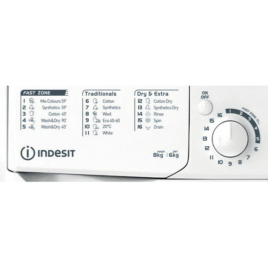 Indesit 8/6KG 1351 Spin Freestanding Washer Dryer | White | EWDE861483W