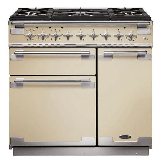 Rangemaster Elise 90 Dual Fuel Cream with Brushed Chrome Trim | ELS90DFFCR