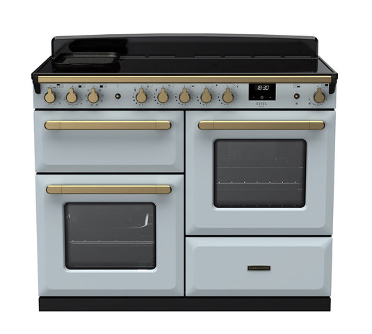 Rangemaster Estel Deluxe 110 Standard Format | Induction | Misty Blue  | Antique Brass Trim | ESDLO110EIPMSB/AB1