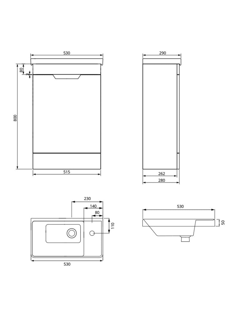 Load image into Gallery viewer, Sonas Freya Floorstanding 55Cm Single Door Cloakroom Vanity Unit | Matt Black | Chrome Handle | UF1157
