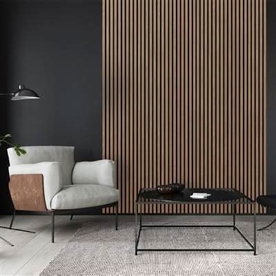 fibrotech basic acoustic panel in oiled oak on display