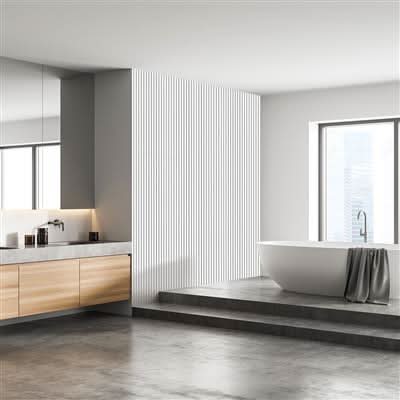 fibrotech basic acoustic panel in white on display in the bathroom