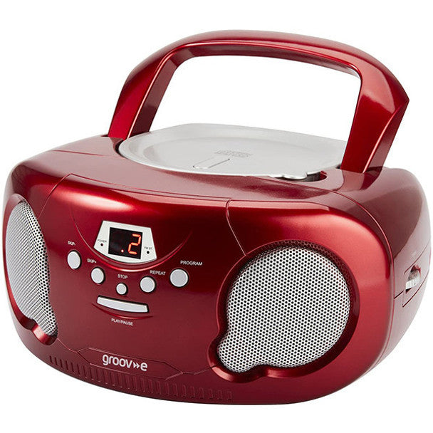Groov-e Original Boombox Portable CD Player with Radio | Red | GVPS733/RD