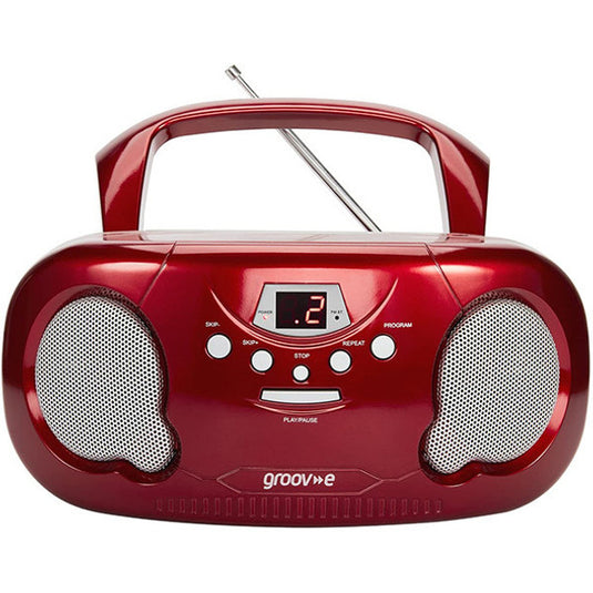 Groov-e Original Boombox Portable CD Player with Radio | Red | GVPS733/RD