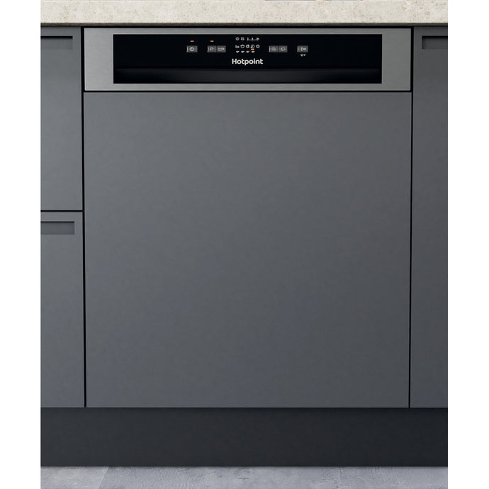Hotpoint Semi Integrated Full Sized Dishwasher | Silver | 14 Place Setting | E Rated | H3B L626 X UK