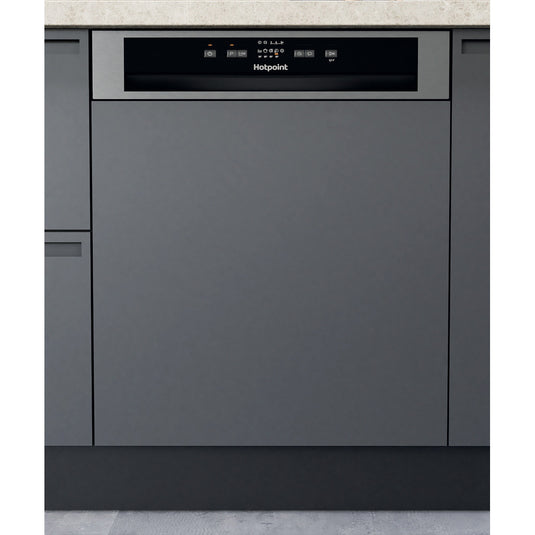 Hotpoint Semi Integrated Full Sized Dishwasher | Silver | 14 Place Setting | E Rated | H3B L626 X UK