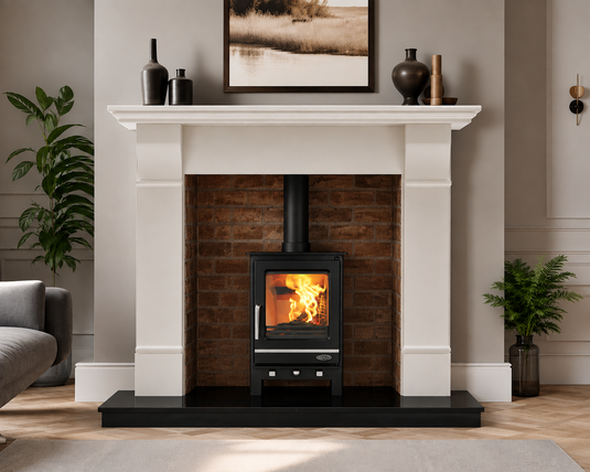 Package Deal: Tara Alpine White 54" Fireplace Surround + Henley Hampshire 5kW + Granite Hearth 54x18 | 10176286