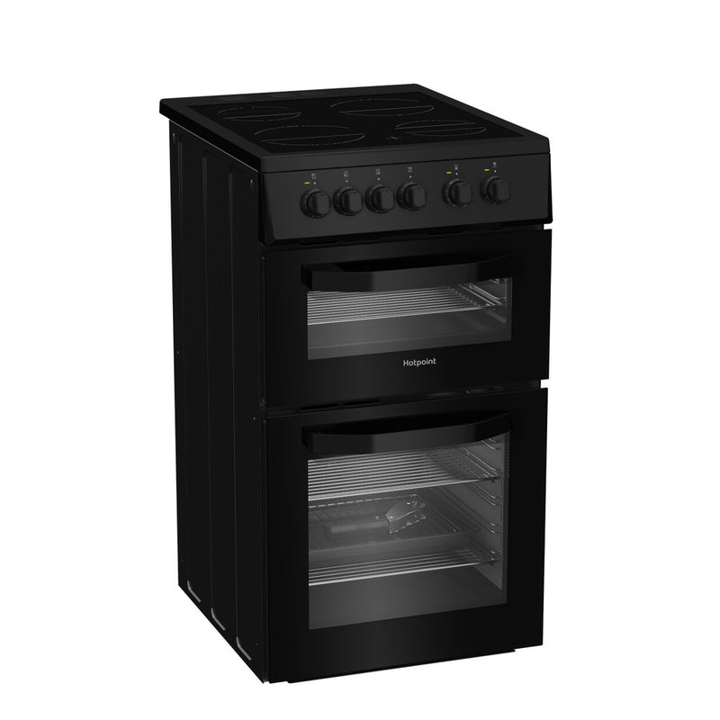 Load image into Gallery viewer, Hotpoint 50cm Electric Cooker with Ceramic Hob | Black | HTE5VCB
