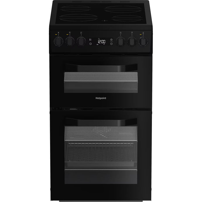 Hotpoint 50cm Electric Double Cooker | 63L + 33L | Ceramic Hob | Black | HDE5VDCB