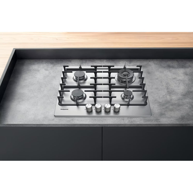 Load image into Gallery viewer, Hotpoint Flame Control Gas On Metal Hob | Stainless Steel | Cast Iron Supports | 4 Burners with Wok Burner and 9 Levels | PPH60GDFIXUK
